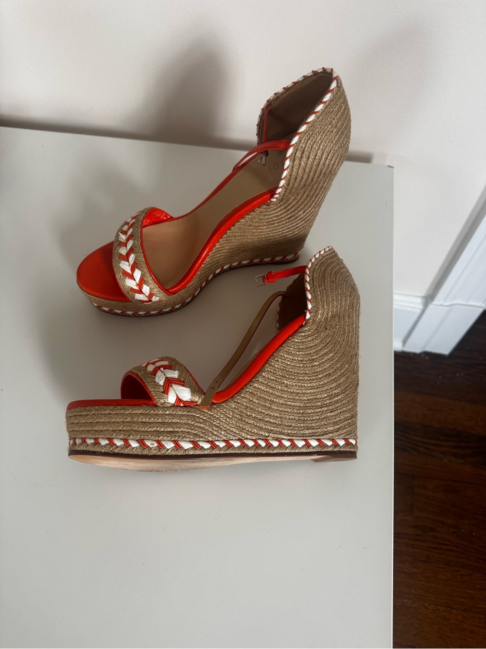 Gucci Women’s Espadrille Wedge Sandals - Orange and Natural - Picture 2 of 3